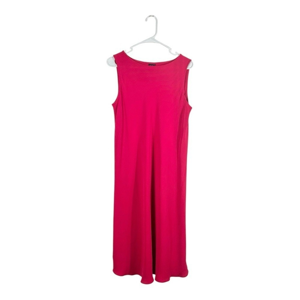 Eileen Fisher Pink Georgette Crepe Scoop Neck Dress‎
